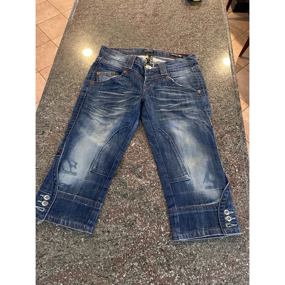 People For Peace Los Angeles Womens SIZE 27 CAPRI DENIM Jeans Made in USA - Picture 10 of 10